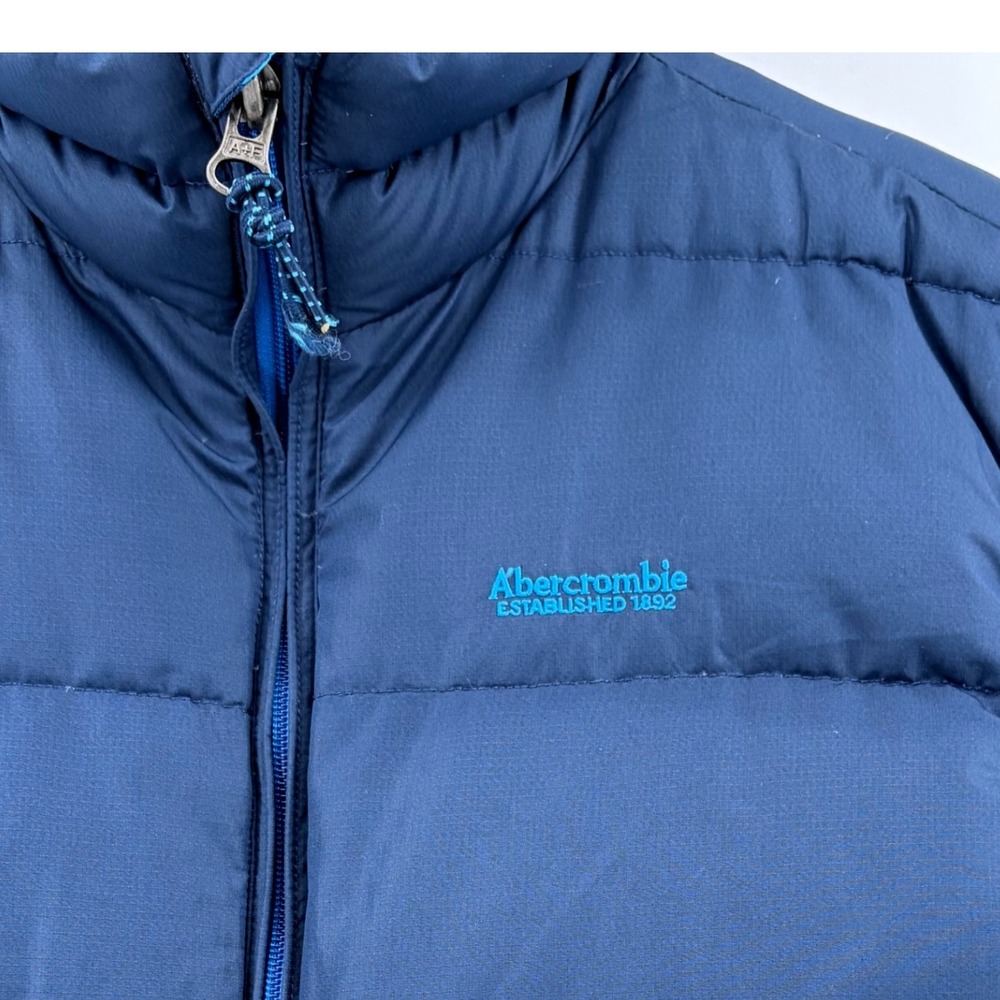 Abercrombie Fitch Mens Puffer Vest 80 Down/20 Feather Navy Blue Full Zip Size XL - Picture 4 of 7